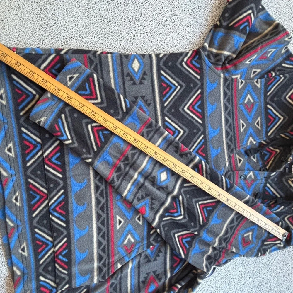 O'Neill Fleece Hoodie Aztec Tribal Men's L Patterned Pullover Pouch 3 Button